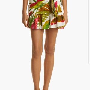 FARM Rio Green and White Wrap Mini Skirt Resort Wear
